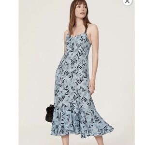 Thakoon X RTR Blue Leaf Midi Dress Size 12 Women's